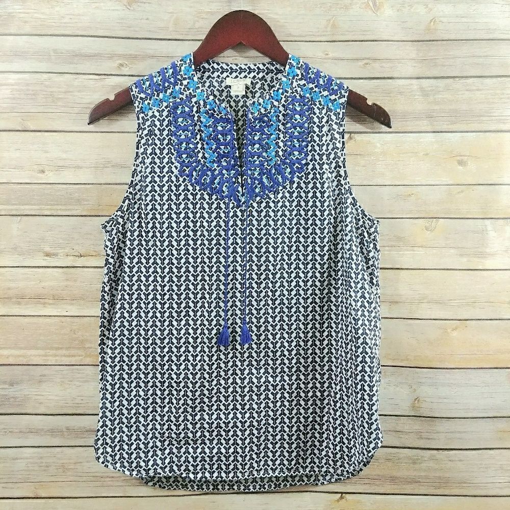 J. Crew Women's Tank Top Blue Size 2 XS - Picture 3 of 6